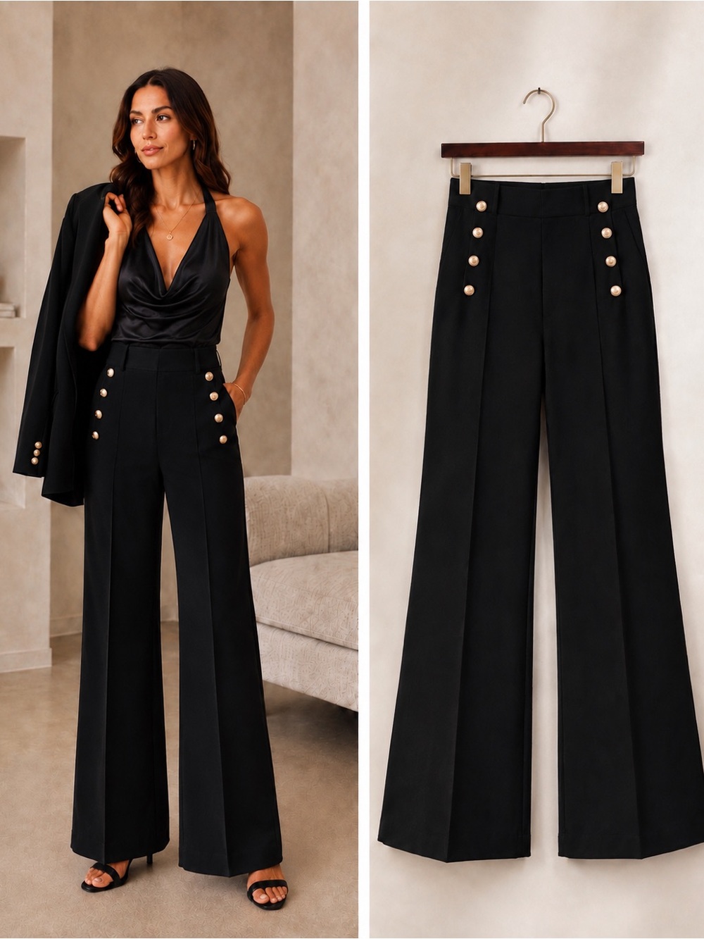 Derek Lam 10 Crosby Robertson Flare Trousers Women’s Size 4 Black NWT